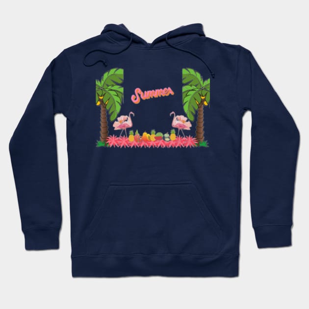 flamingo and pineapple Hoodie by UR FAVORITE STORE